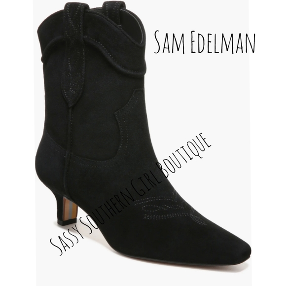 ⭐🆕Sam Edelman black suede western bootie - Picture 2 of 14